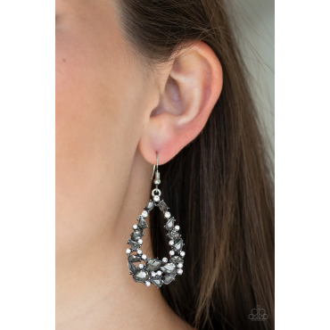 To Bedazzle or not to be Bedazzle - Silver w/Smoky Rhinestone Earrings